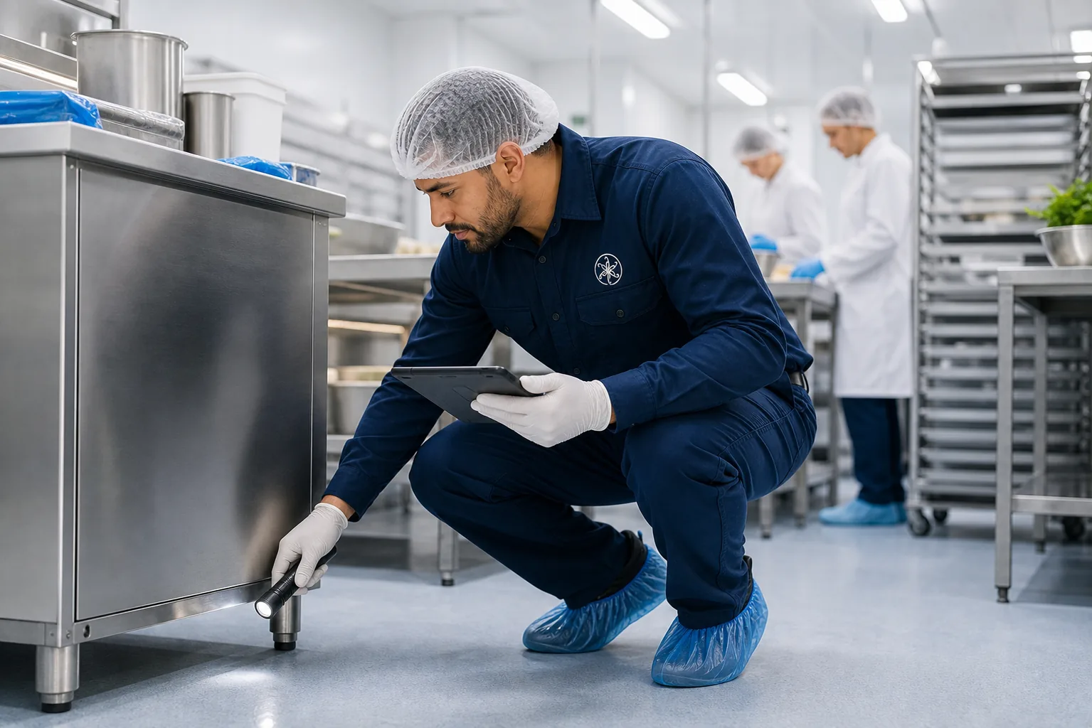 Pest-control inspection in a hygienic food-production facility